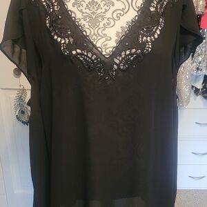 Torrid Black Lace Detail Blouse